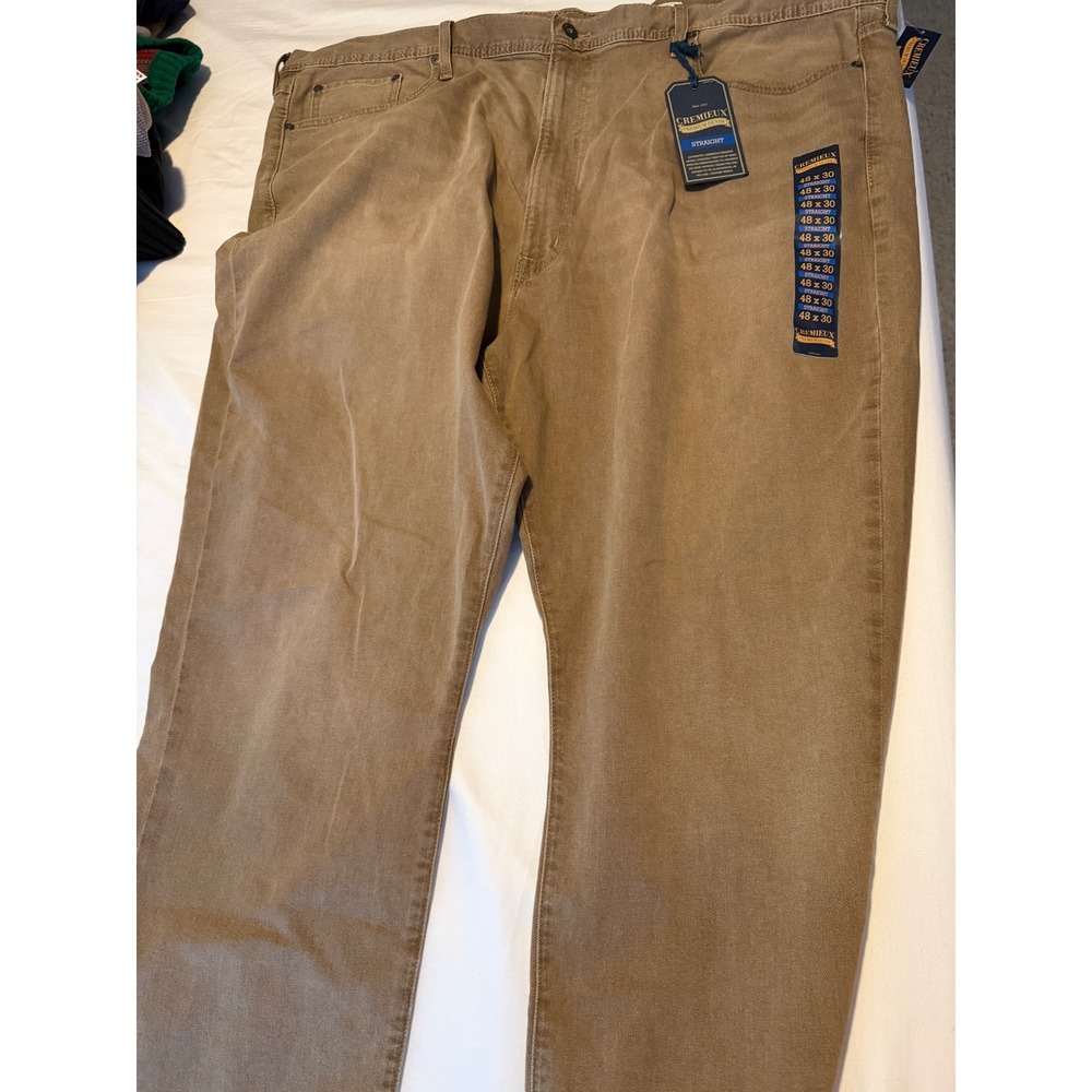 Cremieux Premium Denim Mens 48x30 Straight Leg Pants Tan Khaki NWT